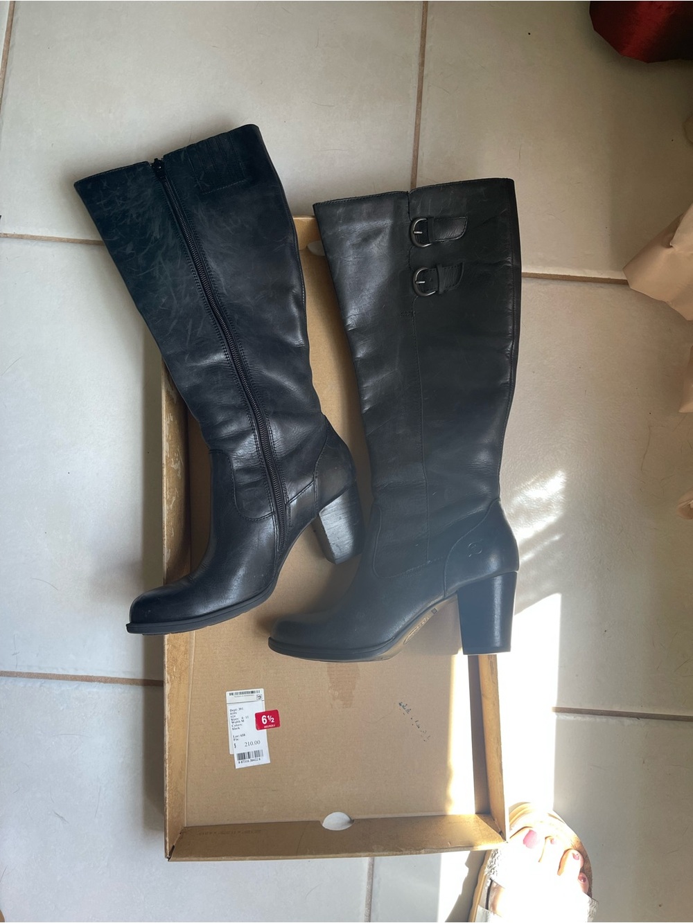 Born Black Knee-High Leather Heeled Boots